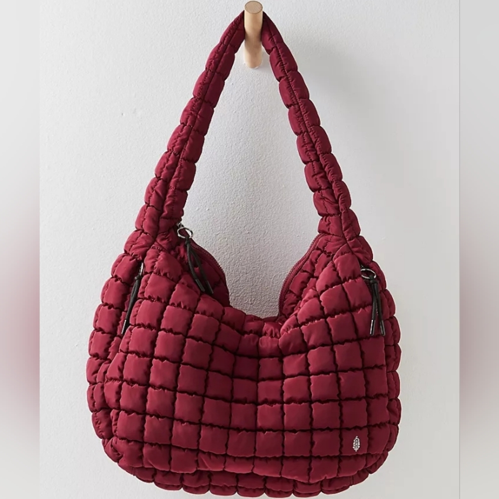 NWT Free People FP Movement Quilted Carryall Tote Bag Mulberry Purple Shoulder